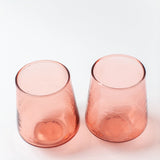 Handblown Hammered Glass Water Tumbler, Blush - set of 4