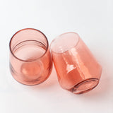 Handblown Hammered Glass Water Tumbler, Blush - set of 4