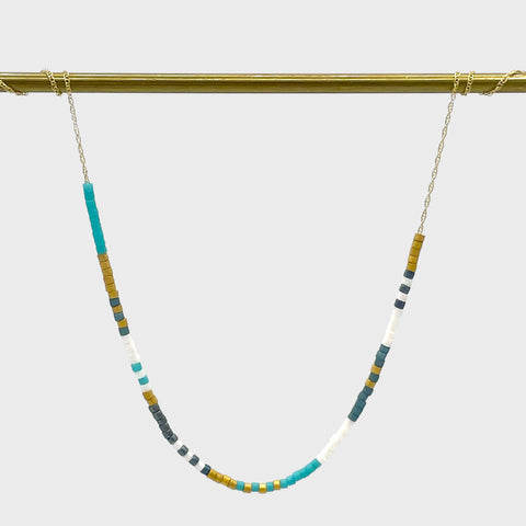 Long Wrap Necklace with Rectangle Beads