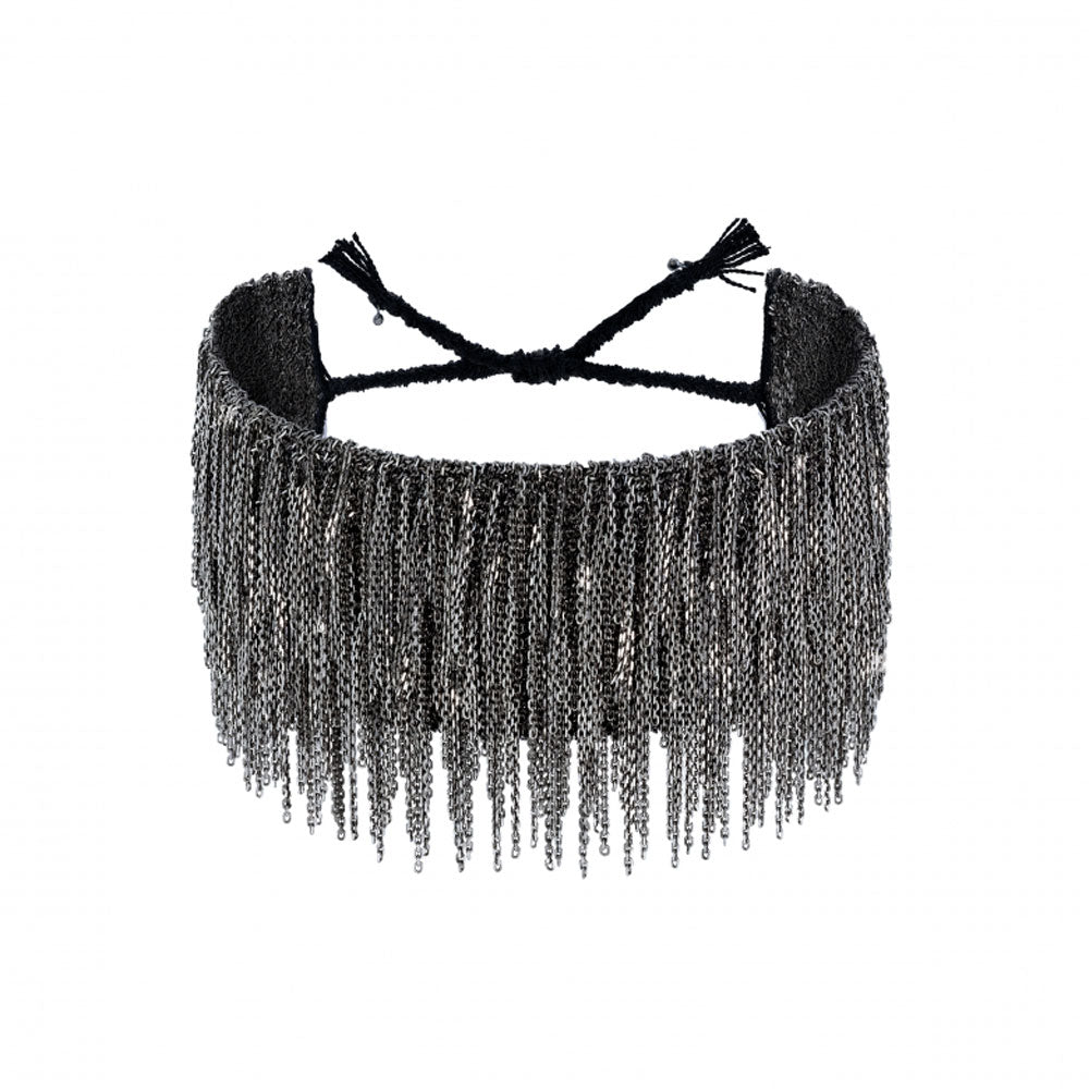 Runway Wide Fringe Bracelet | Ruthenium