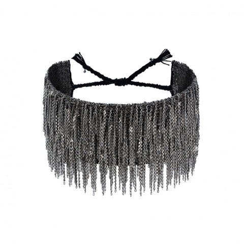 Runway Wide Fringe Bracelet | Ruthenium