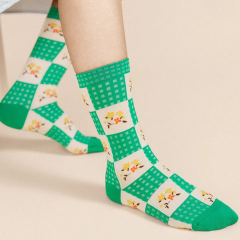 Rie Polka Dot Crew | Socks | Green