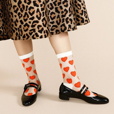 Rie Polka Dot Crew | Socks | Blush