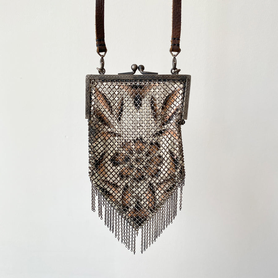 1920s Mandalian enameled mesh purse